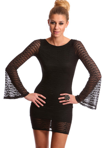 Angel Sleeve Lace Dress